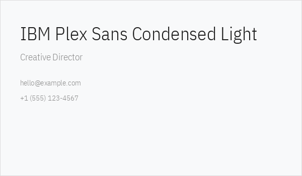 IBM Plex Sans Condensed Light Business Card