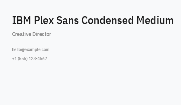 IBM Plex Sans Condensed Medium Business Card