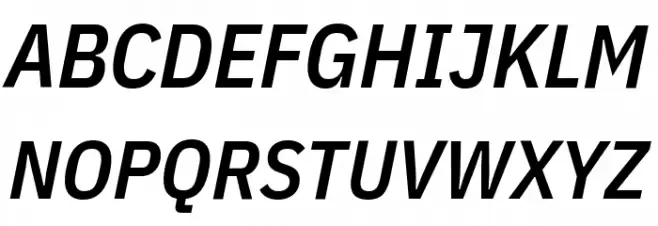 IBM Plex Sans Condensed SemiBold Italic Fuentes MAYÚSCULAS