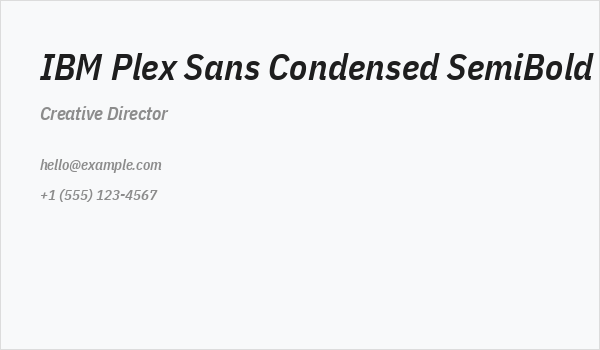 IBM Plex Sans Condensed SemiBold Italic Business Card