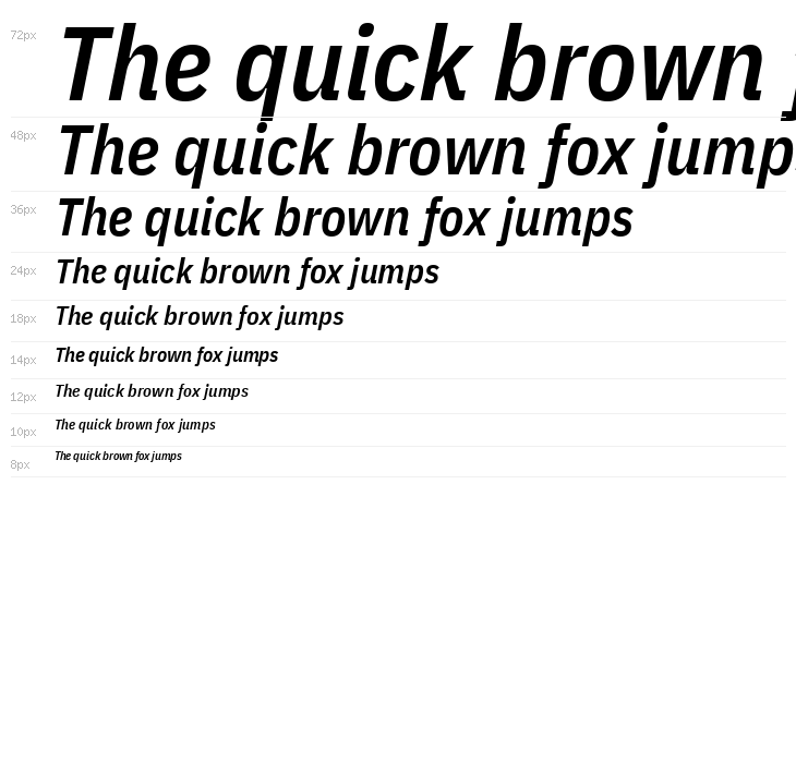 IBM Plex Sans Condensed SemiBold Italic Waterfall