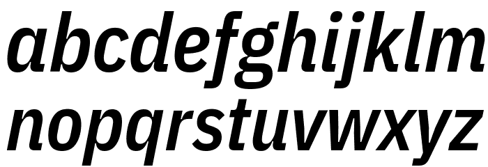 IBM Plex Sans Condensed SemiBold Italic Font LOWERCASE