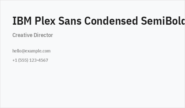IBM Plex Sans Condensed SemiBold Business Card