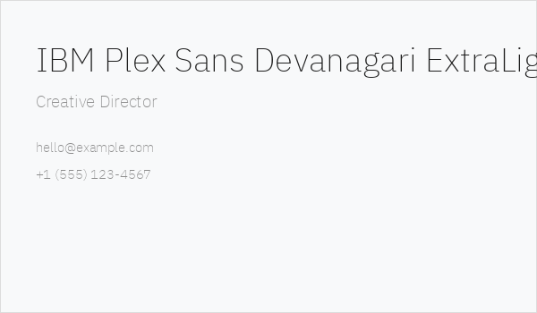 IBM Plex Sans Devanagari ExtraLight Business Card