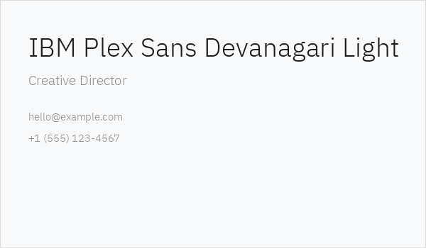 IBM Plex Sans Devanagari Light Business Card