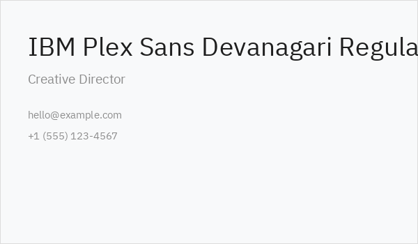 IBM Plex Sans Devanagari Regular Business Card