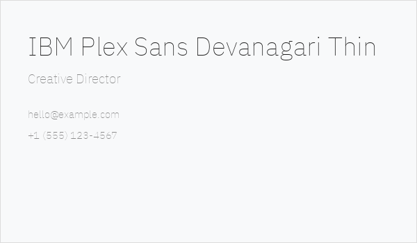 IBM Plex Sans Devanagari Thin Business Card
