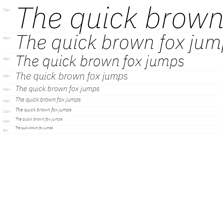 IBM Plex Sans ExtraLight Italic Waterfall