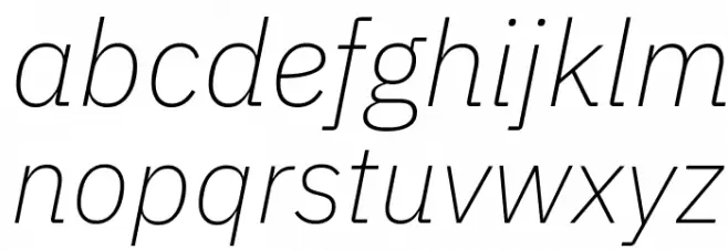 IBM Plex Sans ExtraLight Italic फ़ॉन्ट लोअरकेस
