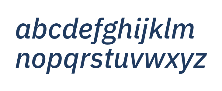 IBM Plex Sans Medium Italic Lowercase