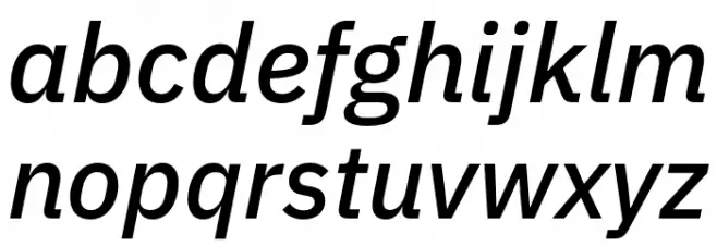 IBM Plex Sans Medium Italic फ़ॉन्ट लोअरकेस