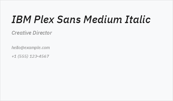 IBM Plex Sans Medium Italic Business Card