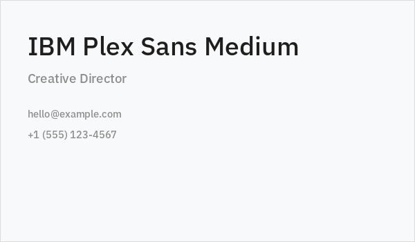 IBM Plex Sans Medium Business Card