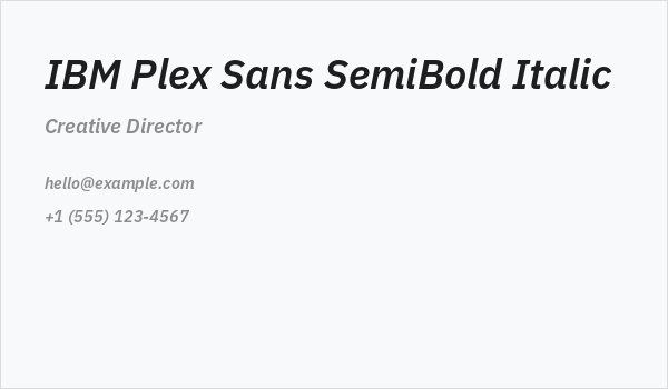 IBM Plex Sans SemiBold Italic Business Card