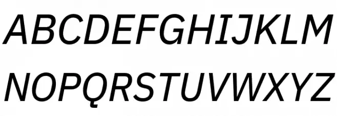 IBM Plex Sans Text Italic Schriftart Groß