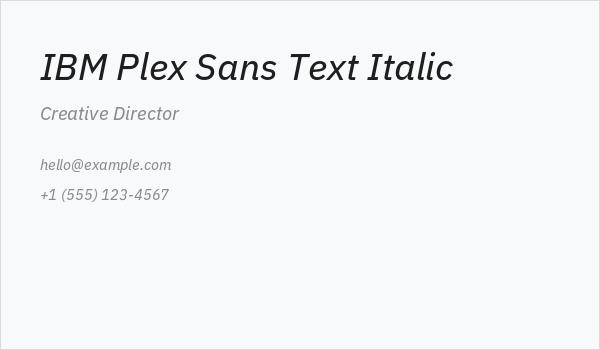 IBM Plex Sans Text Italic Business Card