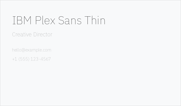 IBM Plex Sans Thin Business Card