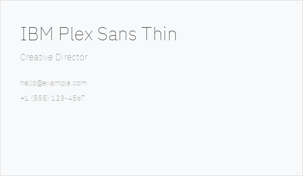 IBM Plex Sans Thin Business Card