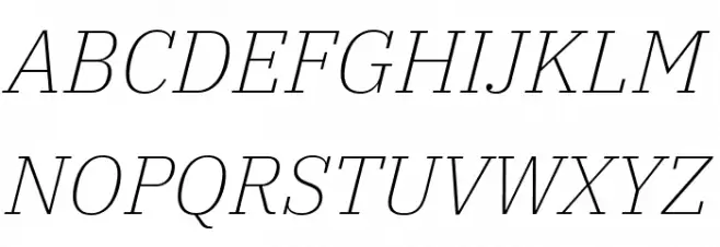 IBM Plex Serif ExtraLight Italic फ़ॉन्ट अपरकेस
