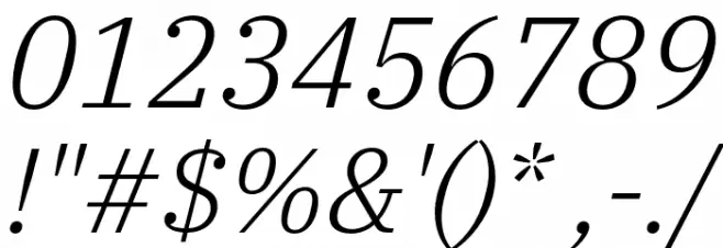 IBM Plex Serif Light Italic Font OTHER CHARS