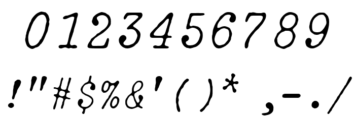 IBM Selectric Light Italic Font OTHER CHARS