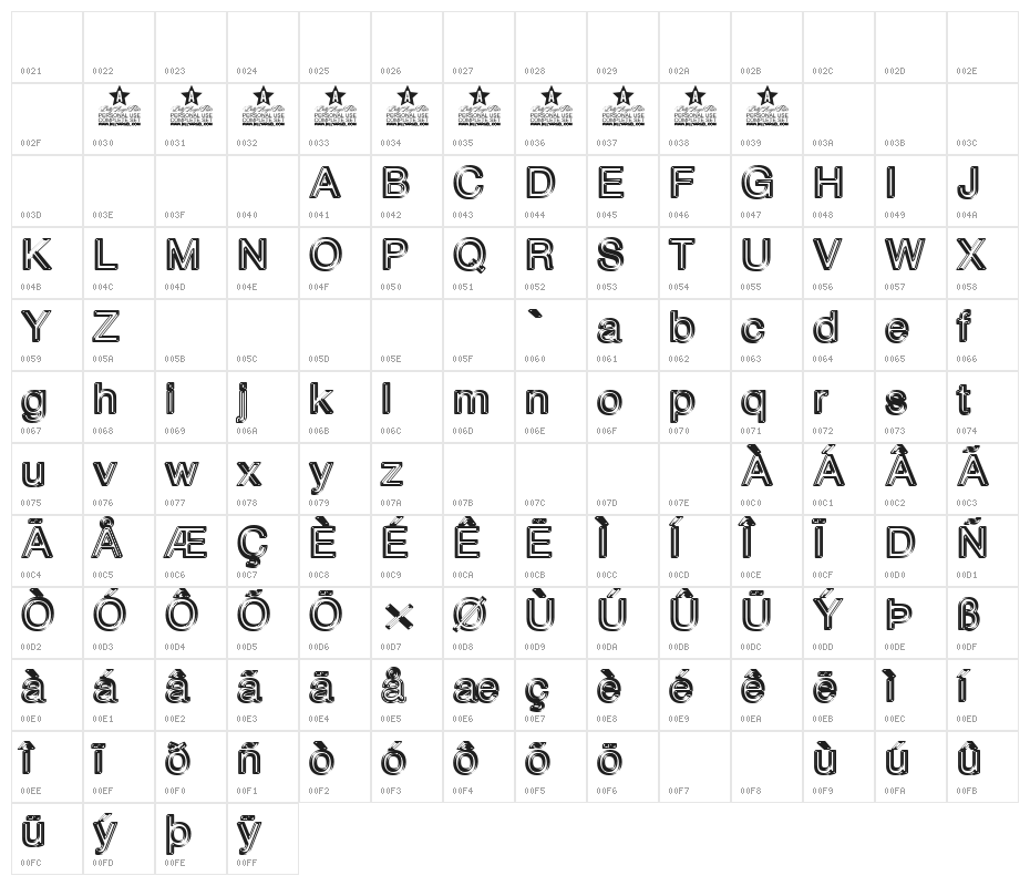 Ibiza Crystal Personal Use Regular Character Map