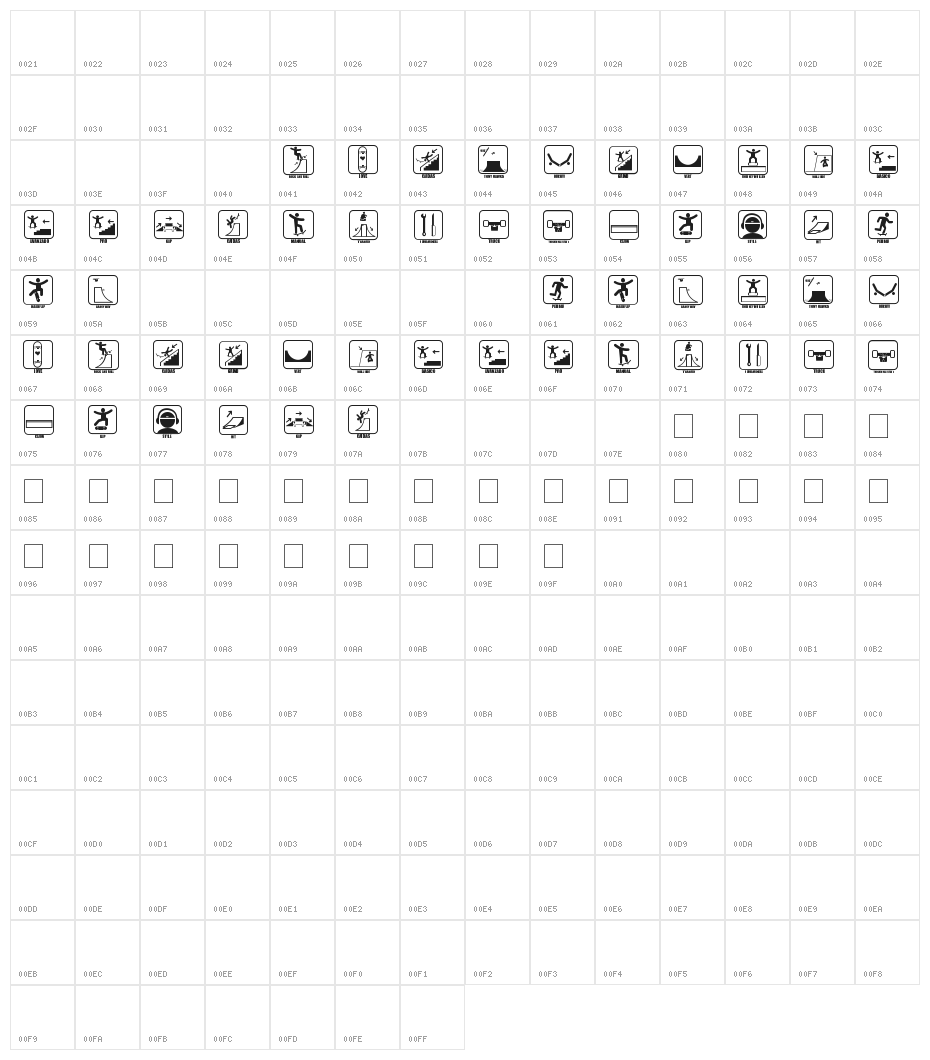 ICONOS SKATE Character Map