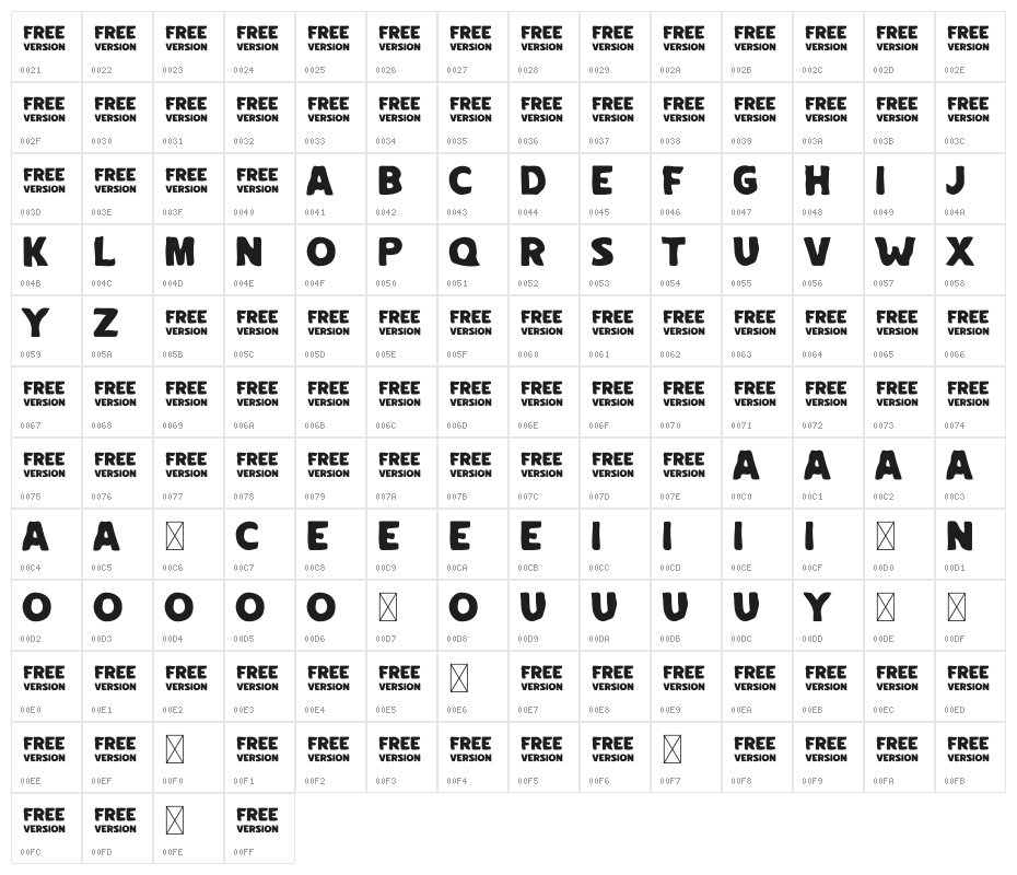 Ice Cold Personal Use Character Map