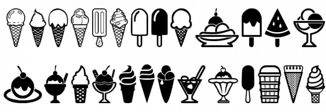 Ice Cream Icons Fonte MAIÚSCULAS