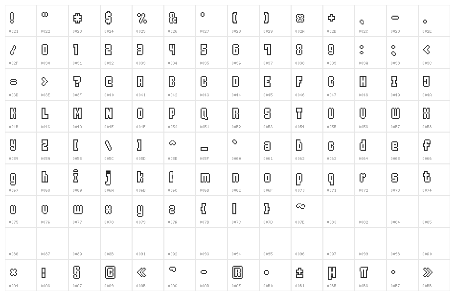 Ice Pixel-7 Character Map