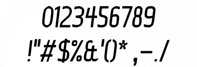 Ice Sans Compressed Italic Font OTHER CHARS