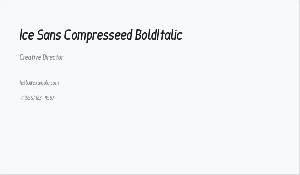 Ice Sans Compresseed BoldItalic Business Card