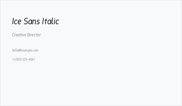 Ice Sans Italic Business Card