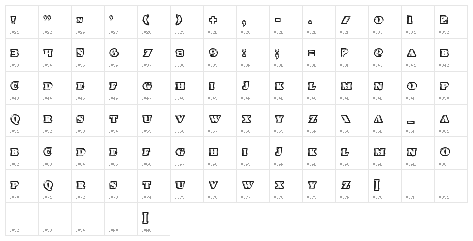 Icebox Art Regular Character Map