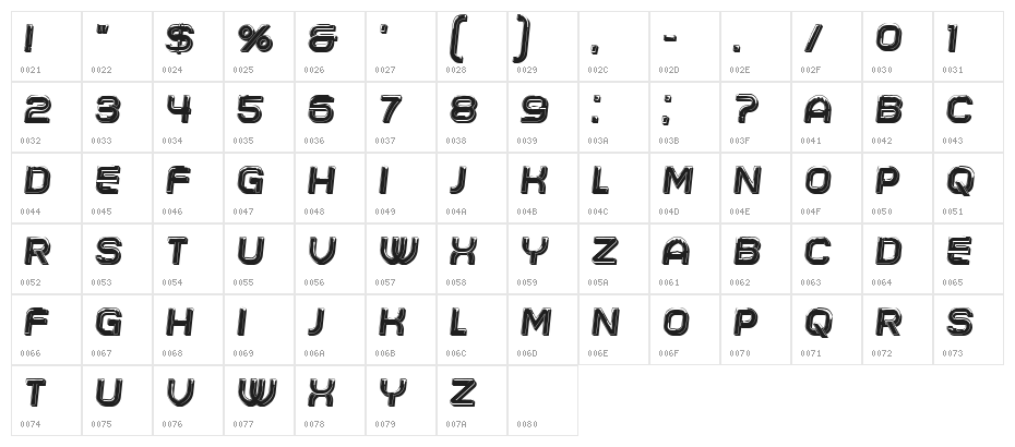 Icecold Italic Character Map
