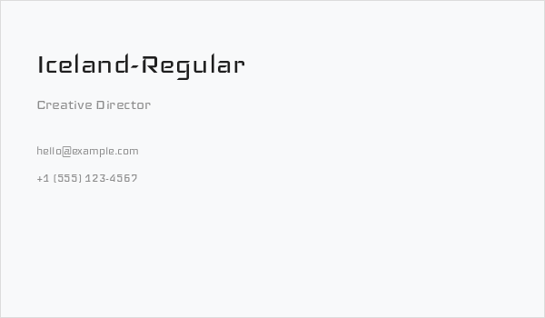 Iceland-Regular Business Card