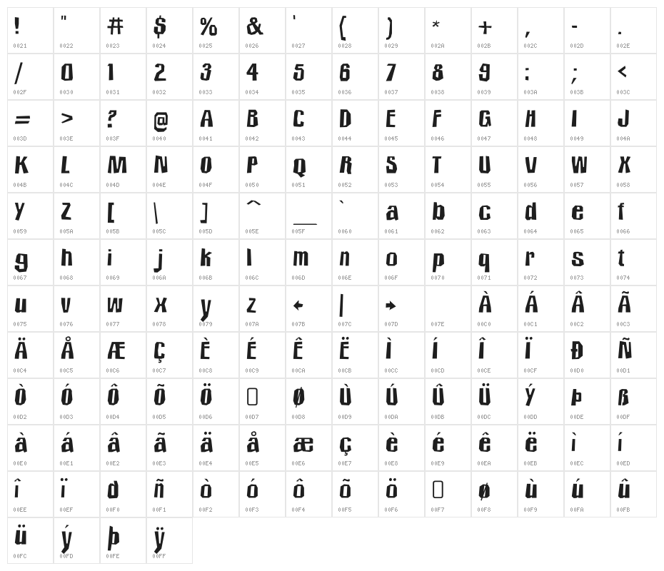 IcicleCountryTwo-Regular Character Map