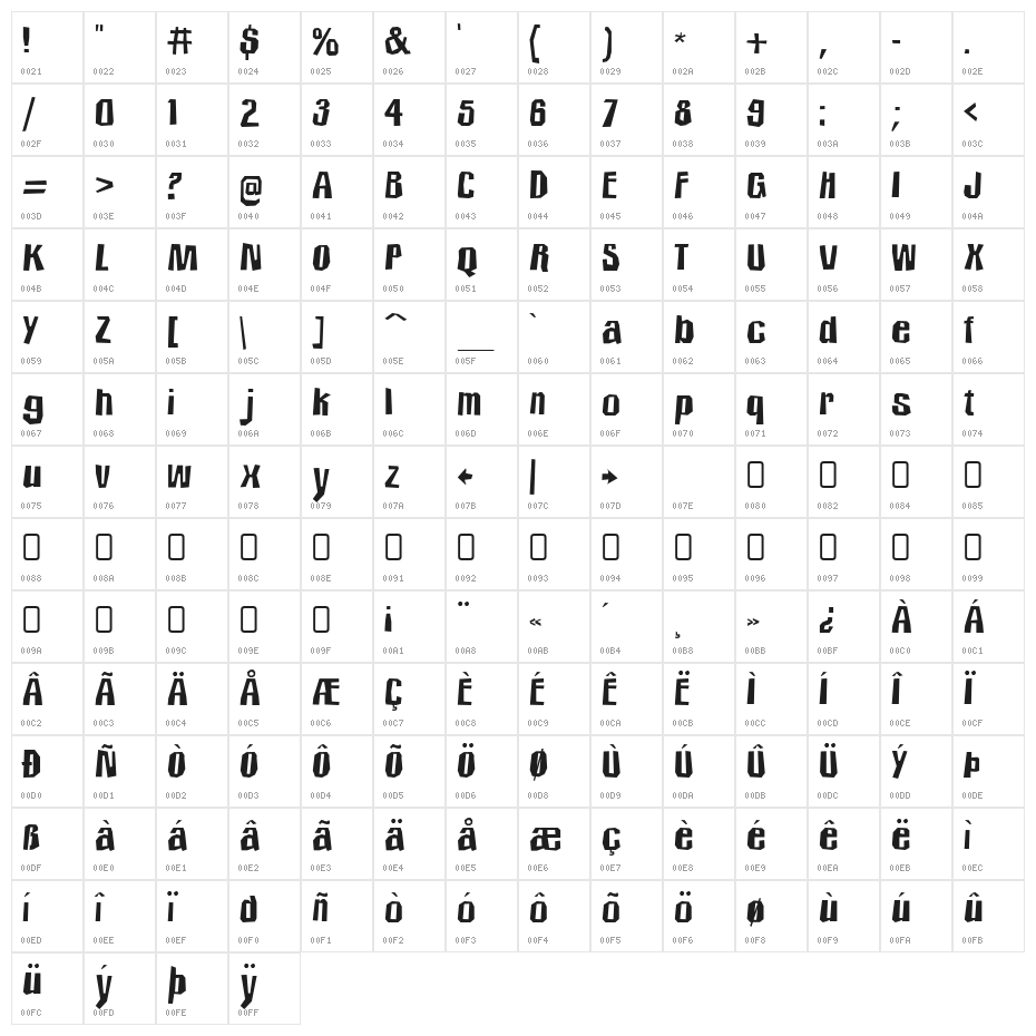 IcicleCountryTwo-Regular Character Map