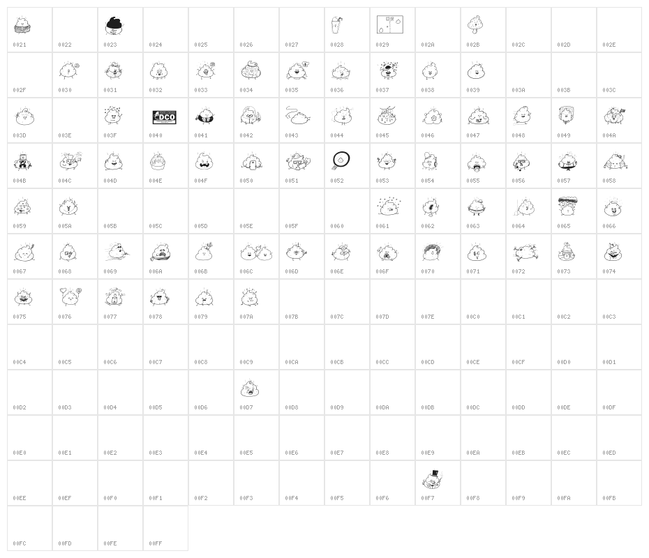 Iconic Poopies Character Map