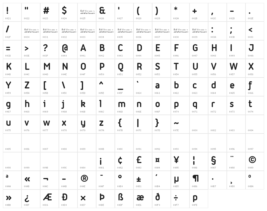 Iconic Trial Bold Character Map