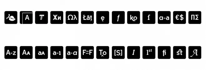 Icons OpenType Regular Шрифта ВЕРХНИЙ