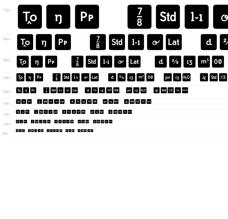 Icons OpenType Regular Waterfall