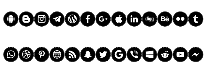 Icons Social Media 10 Font LOWERCASE