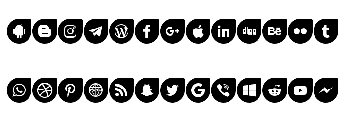 Icons Social Media 12 Font LOWERCASE