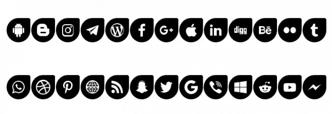 Icons Social Media 12 Caratteri MINUSCOLO