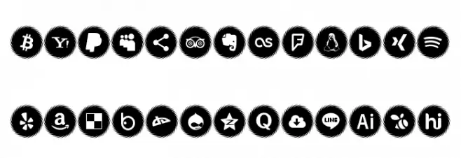 Icons Social Media 15 Font UPPERCASE