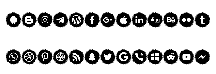 Icons Social Media 15 Font Litere mici