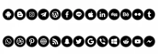 Icons Social Media 16 Caratteri MINUSCOLO
