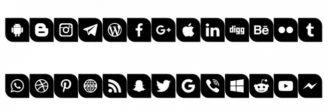 Icons Social Media 1 Caratteri MINUSCOLO
