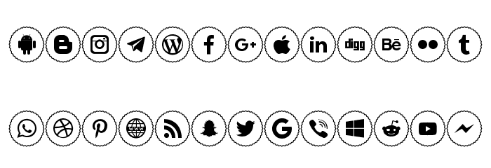 Icons Social Media 2 Font LOWERCASE